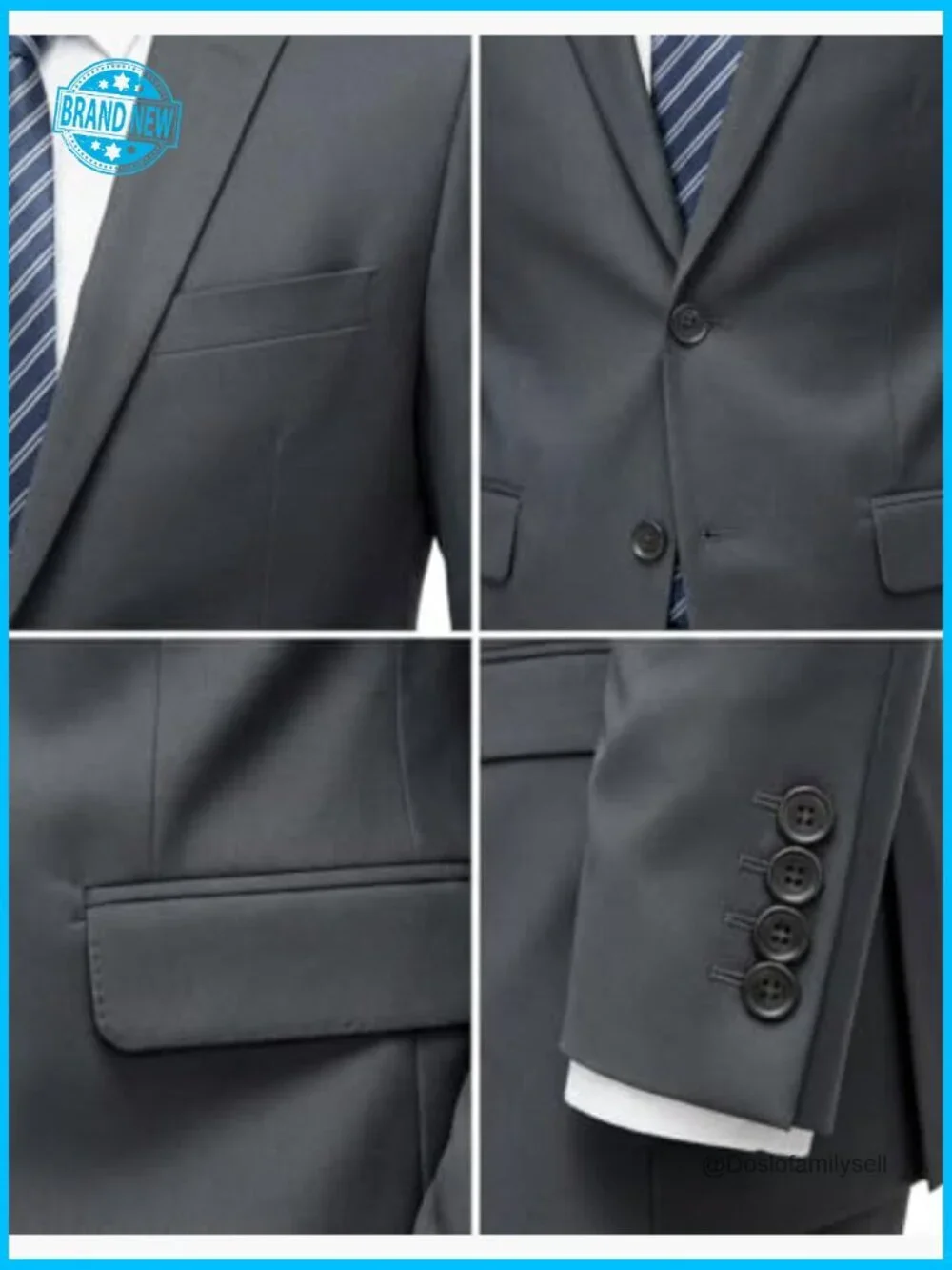 Classic Fit Two-Piece Suit Slim Tailored Blazer Pant Business Formal